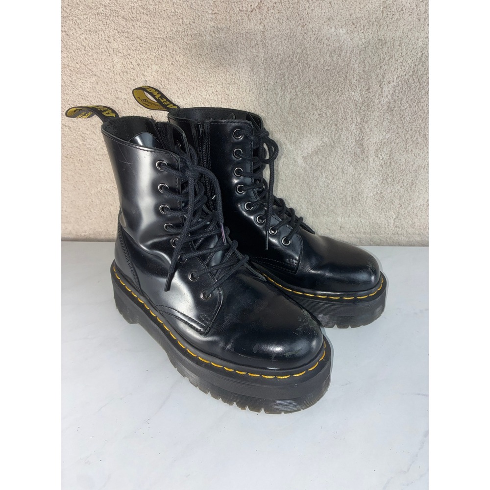 Dr. Martens Black Jadon Boots - US 8L- Platform Side-Zip Combat #Grunge #Punk